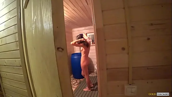 HD Met my beautiful skinny stepsister in the russian sauna and could not resist, spank her, give cock to suck and fuck on table total Tube