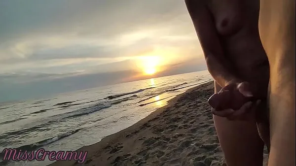 HD French Milf Blowjob Amateur on Nude Beach public to stranger with Cumshot 02 - MissCreamy total Tube